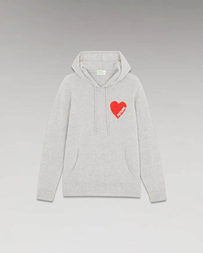 From Future Cashmere Sweaters Men Light Heart Hoodie Sweater Light Heather Gray