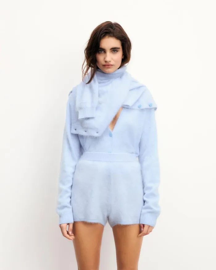 From Future Cashmere Sweaters Women Brushed Cardigan Sweater Baby Blue