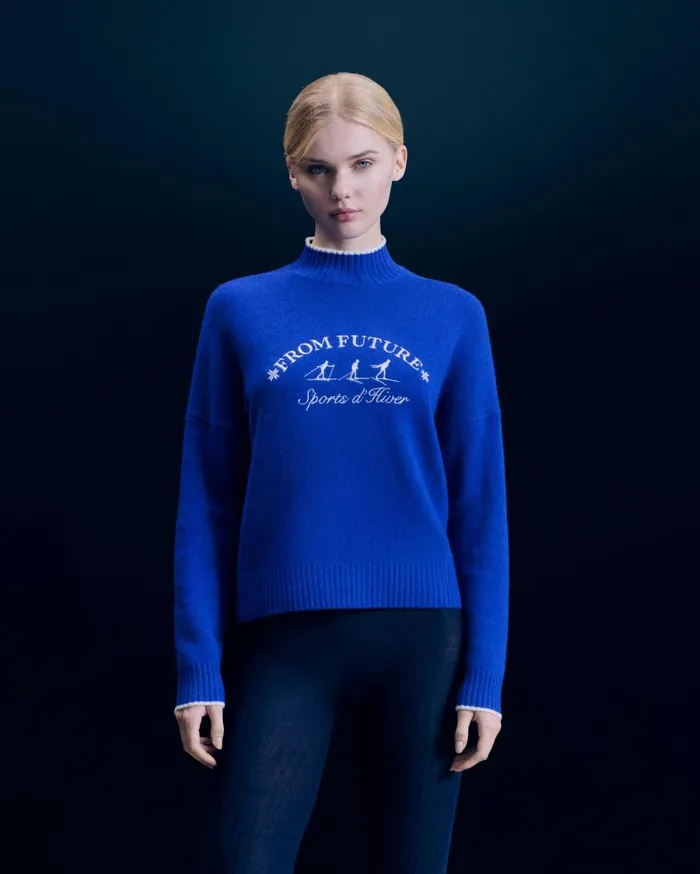 From Future Cashmere Sweaters Women Winter Sports Mock Neck Sweater Popblue