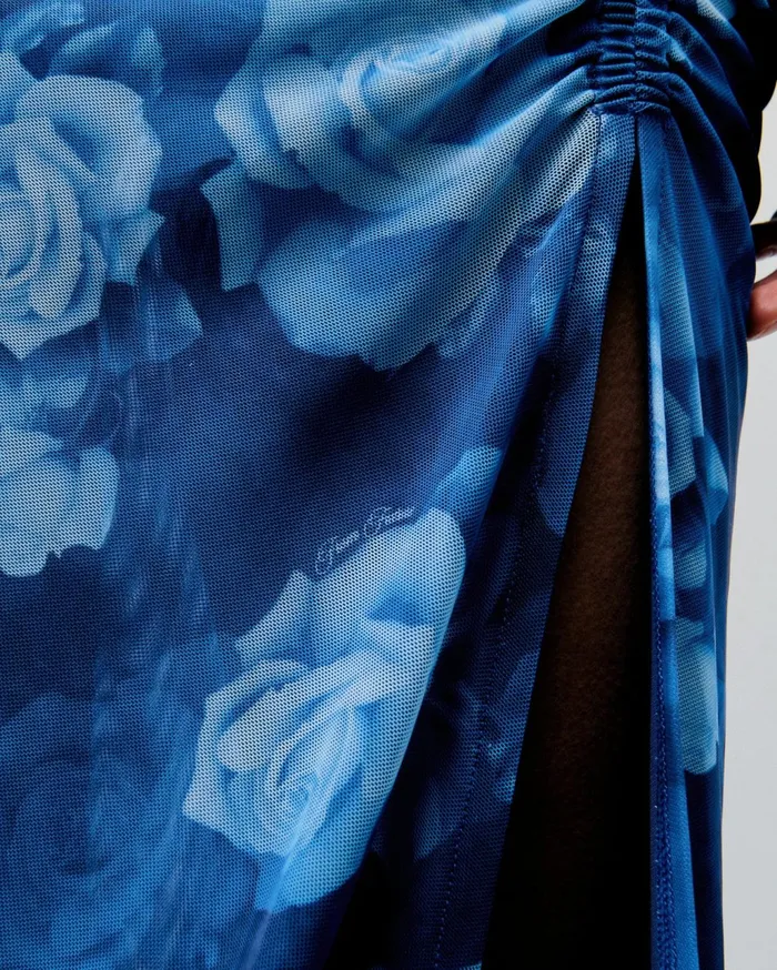 From Future Dresses and Jumpsuits Women Long Mesh Dress With Fine Straps Romantic Roses