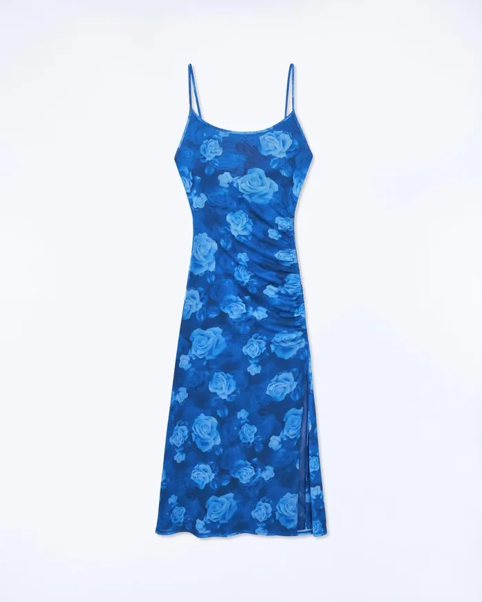 From Future Dresses and Jumpsuits Women Long Mesh Dress With Fine Straps Romantic Roses