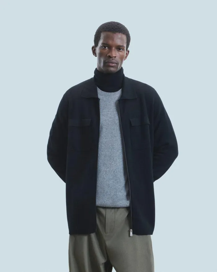 From Future Merino Wool Sweaters Men Cardigan Sweater Black