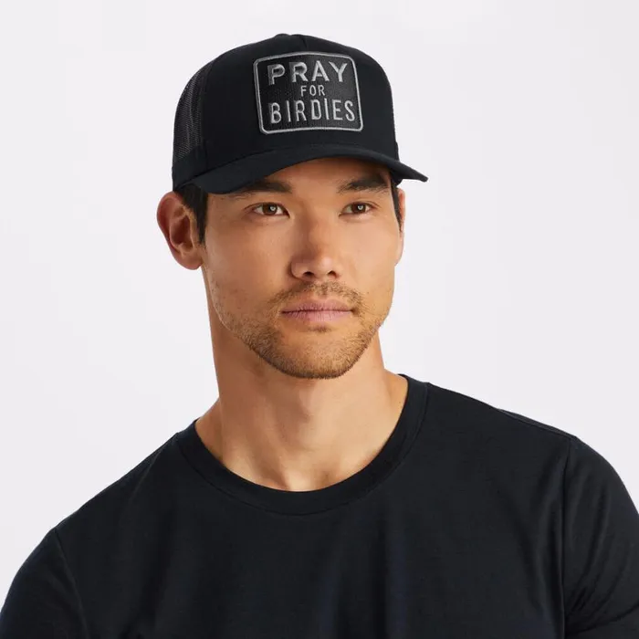 GFORE Hats Men PRAY FOR BIRDIES COTTON TWILL TRUCKER HAT Onyx GFORE Hats Men PRAY FOR BIRDIES COTTON TWILL TRUCKER HAT Onyx