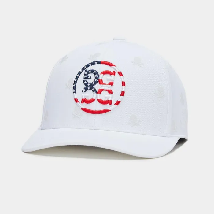 GFORE Hats Men SKULLS and STRIPES STRETCH TWILL SNAPBACK HAT Snow
