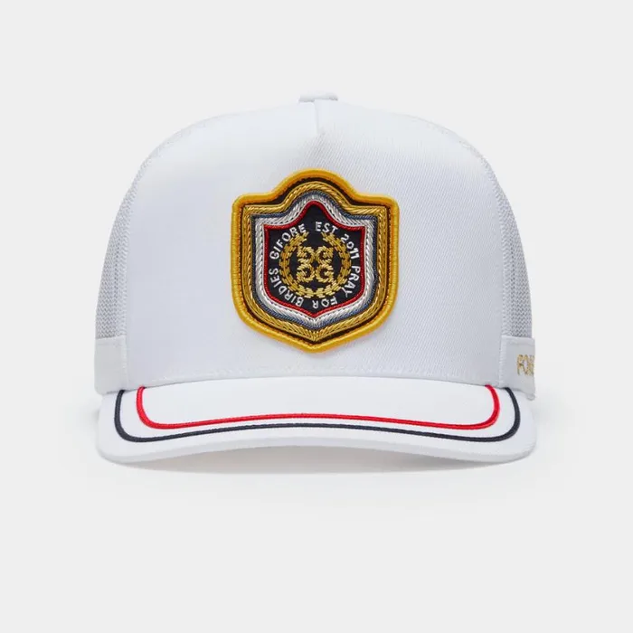 GFORE Hats MenWomen BULLION STRETCH TWILL TALL TRUCKER HAT Snow GFORE Hats MenWomen BULLION STRETCH TWILL TALL TRUCKER HAT Snow