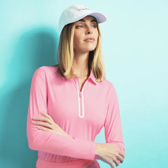 GFORE Polos and Shirts Women COLOUR BLOCK COLLAR SILKY TECH NYLON LONG SLEEVE ZIP POLO Candy GFORE Polos and Shirts Women COLOUR BLOCK COLLAR SILKY TECH NYLON LONG SLEEVE ZIP POLO Candy