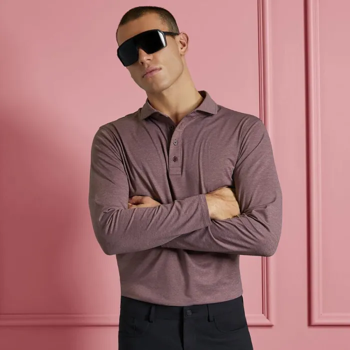 GFORE Polos Men RIB GUSSET LONG SLEEVE MLANGE ICE NYLON SUN SHIRT Heather Port GFORE Polos Men RIB GUSSET LONG SLEEVE MLANGE ICE NYLON SUN SHIRT Heather Port