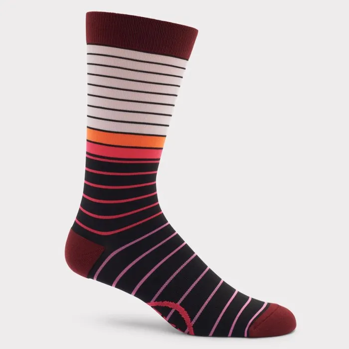GFORE Socks Men MIXED STRIPED COMPRESSION CREW SOCK Cabernet