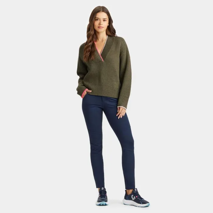 GFORE Sweaters Women CHUNKY RIB MERINO WOOL RELAXED FIT V NECK SWEATER Isle GFORE Sweaters Women CHUNKY RIB MERINO WOOL RELAXED FIT V NECK SWEATER Isle