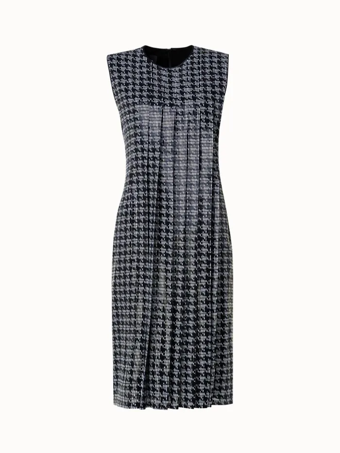 Houndstooth Sequins On Organza Midi Dress Blackecru Women Akris Dresses