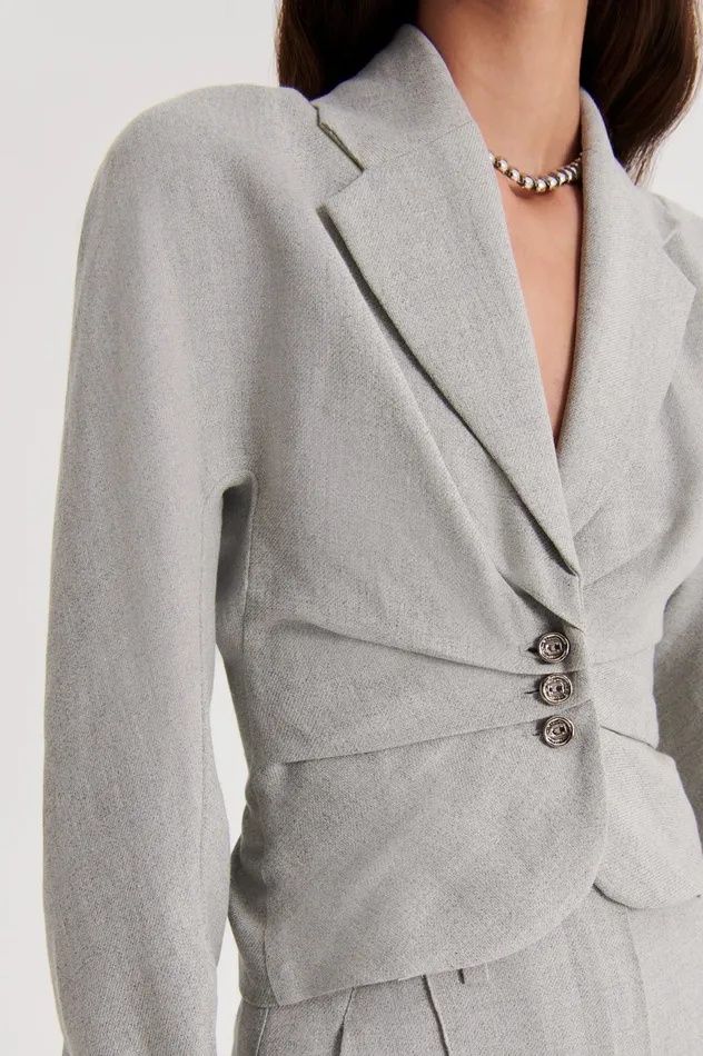 Jackets DRAPED TAILORED JACKET PALEGREY Scanlan Theodore Women Jackets DRAPED TAILORED JACKET PALEGREY Scanlan Theodore Women