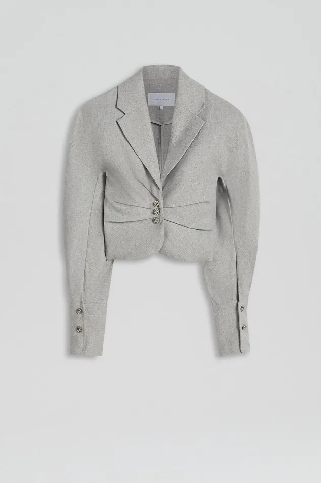 Jackets DRAPED TAILORED JACKET PALEGREY Scanlan Theodore Women Jackets DRAPED TAILORED JACKET PALEGREY Scanlan Theodore Women