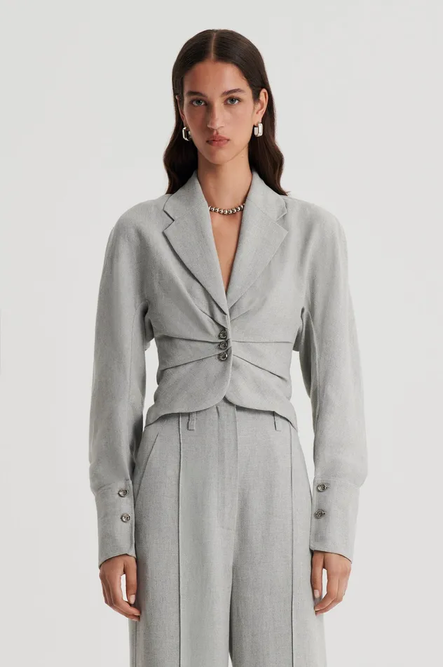 Jackets DRAPED TAILORED JACKET PALEGREY Scanlan Theodore Women Jackets DRAPED TAILORED JACKET PALEGREY Scanlan Theodore Women