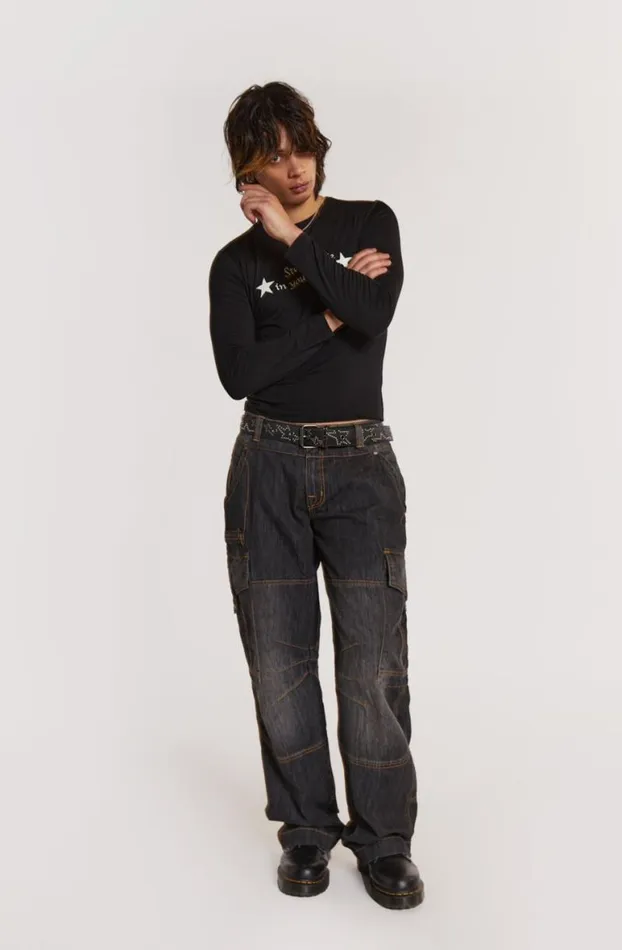 Jeans Men Jaded London Black Millennium Cargo Jeans