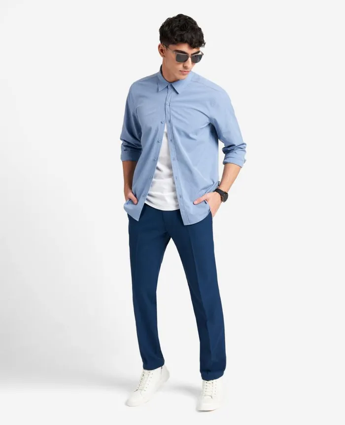 Kenneth Cole Dress Pants Men ModernFit Micro Check Stretch Trouser Blue Kenneth Cole Dress Pants Men ModernFit Micro Check Stretch Trouser Blue