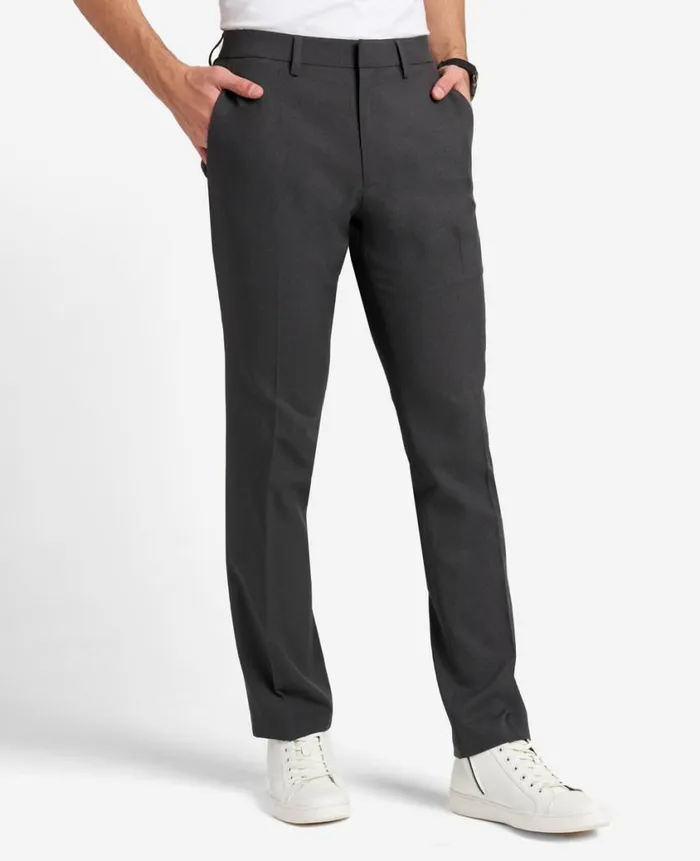 Kenneth Cole Dress Pants Men ModernFit Micro Check Stretch Trouser Grey