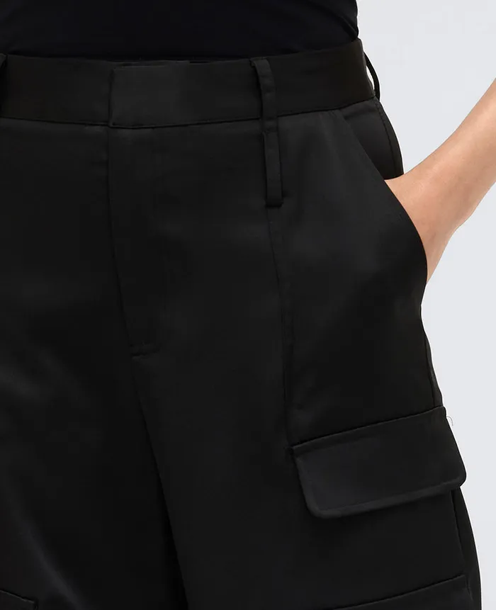 Kenneth Cole Matching Sets Women Satin High Rise Cargo Wide Leg Pant Black Kenneth Cole Matching Sets Women Satin High Rise Cargo Wide Leg Pant Black