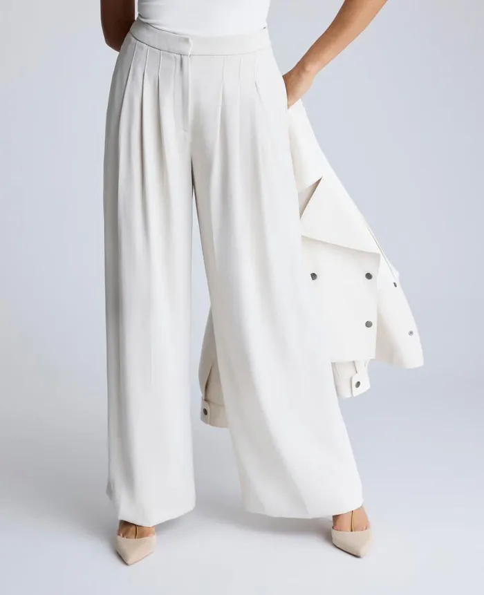 Kenneth Cole Pants and Shorts Women High Rise Fly Front Triple Pleat Wide Leg Pant Beige Kenneth Cole Pants and Shorts Women High Rise Fly Front Triple Pleat Wide Leg Pant Beige