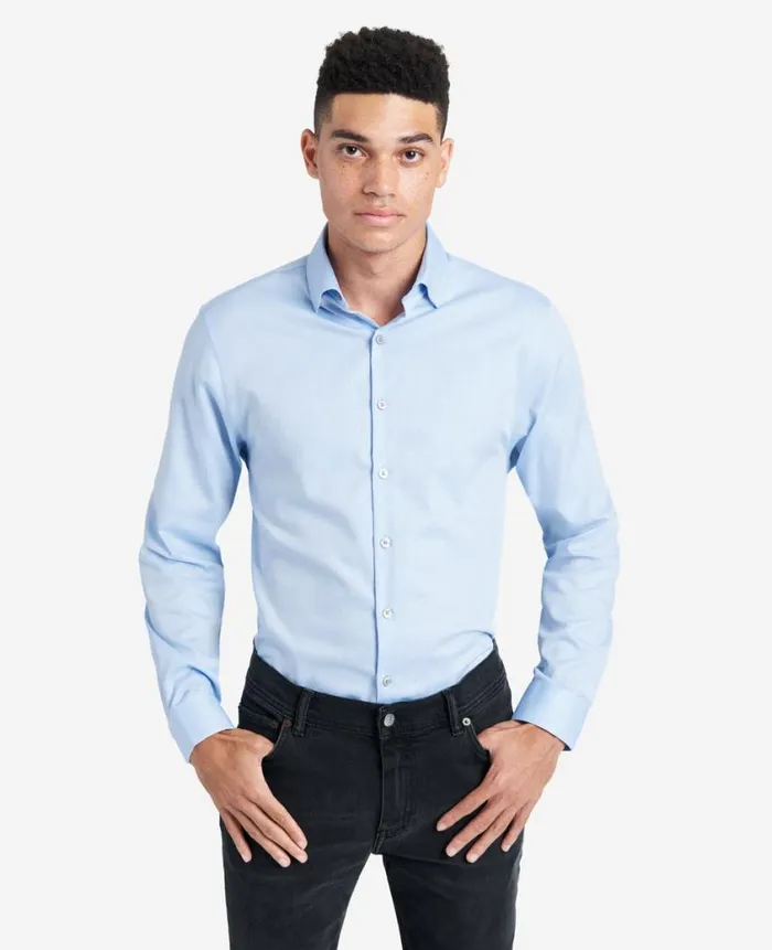 Kenneth Cole Shirts Men SlimFit ButtonDown Stretch Dress Shirt With TEK FIT Blue Kenneth Cole Shirts Men SlimFit ButtonDown Stretch Dress Shirt With TEK FIT Blue