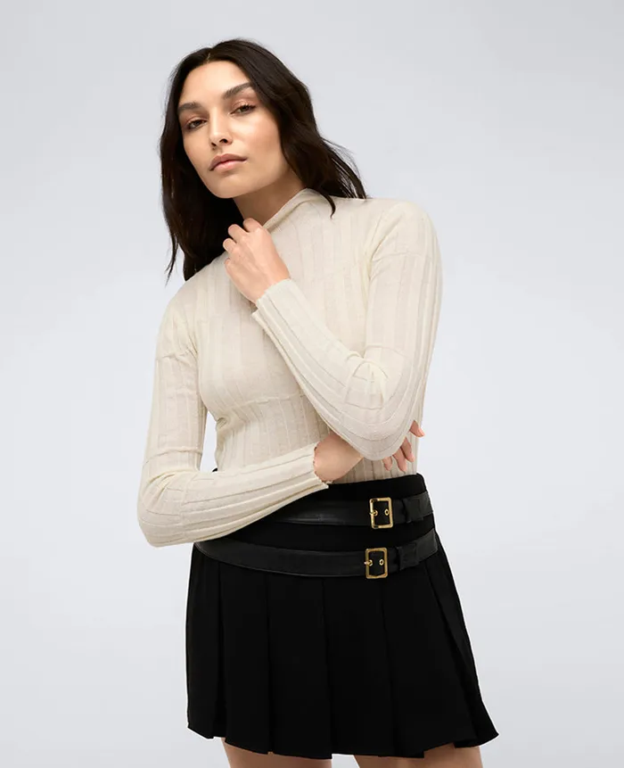 Kenneth Cole Sweaters Women Ribbed Long Sleeve Mock Neck Sweater White Kenneth Cole Sweaters Women Ribbed Long Sleeve Mock Neck Sweater White