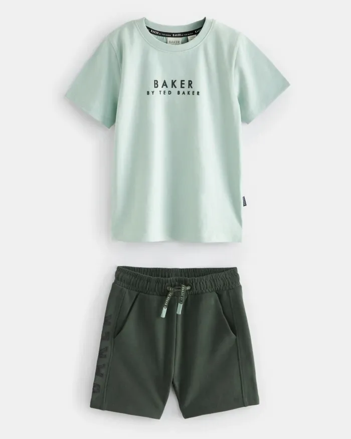 Kids BELSDON 8211 Branded Cotton TShirt And Shorts Set Green Ted Baker Sets and Outfits Kids BELSDON 8211 Branded Cotton TShirt And Shorts Set Green Ted Baker Sets and Outfits