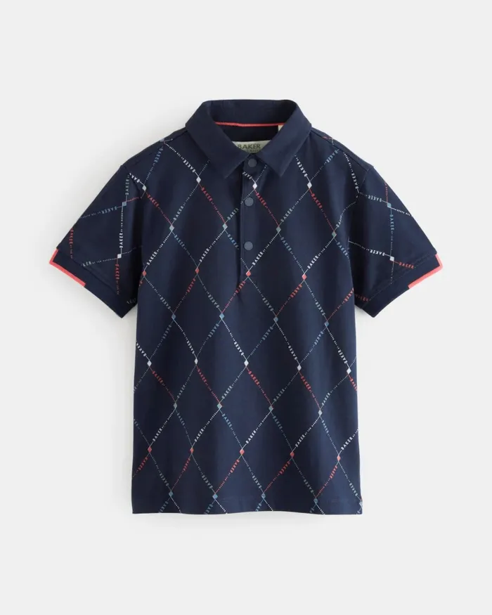 Kids DRAGOS 8211 Logo Print Polo Shirt Navy Ted Baker Tops Kids DRAGOS 8211 Logo Print Polo Shirt Navy Ted Baker Tops