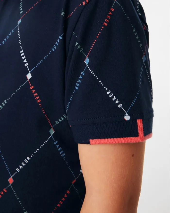 Kids DRAGOS 8211 Logo Print Polo Shirt Navy Ted Baker Tops Kids DRAGOS 8211 Logo Print Polo Shirt Navy Ted Baker Tops