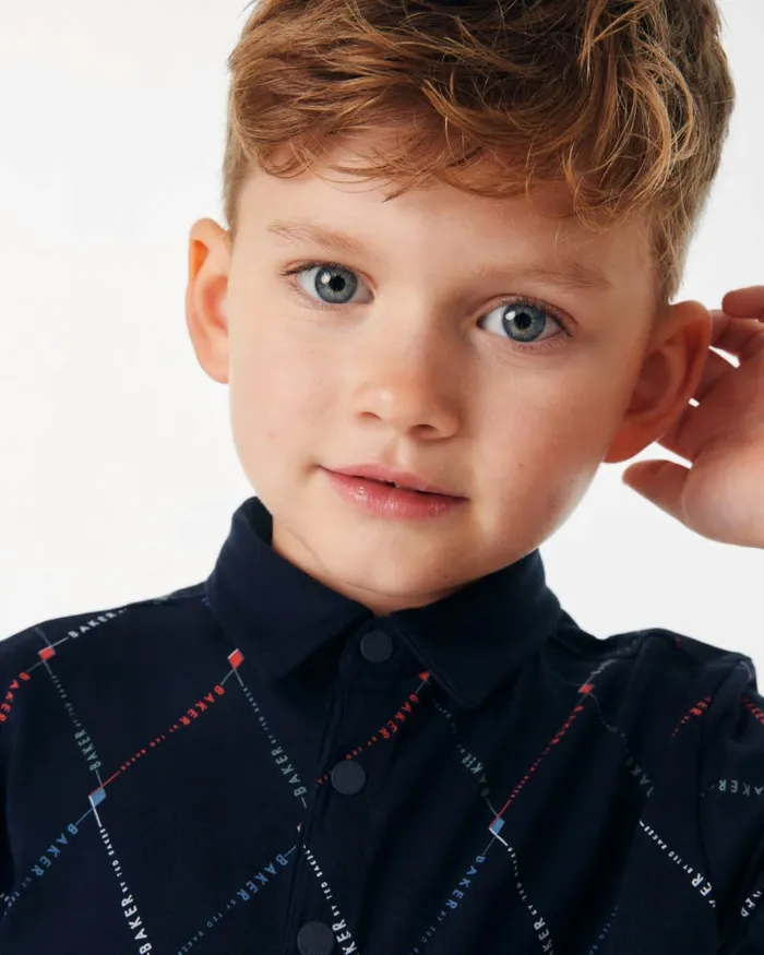 Kids DRAGOS 8211 Logo Print Polo Shirt Navy Ted Baker Tops Kids DRAGOS 8211 Logo Print Polo Shirt Navy Ted Baker Tops