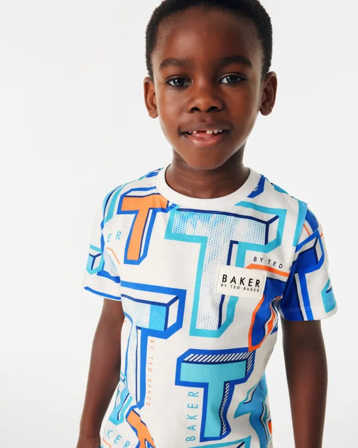 Kids ILIE 8211 Graphic TPrint Cotton TShirt White Ted Baker Baby Kids ILIE 8211 Graphic TPrint Cotton TShirt White Ted Baker Baby