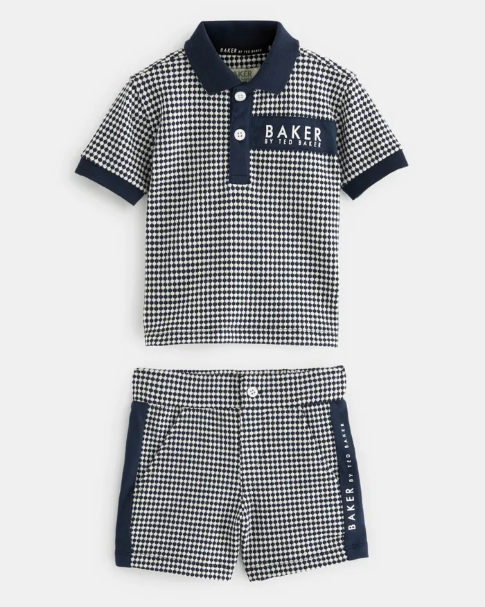 Kids SERGIU 8211 Textured Pattern Polo Shirt And Shorts Set Navy Ted Baker Sets and Outfits Kids SERGIU 8211 Textured Pattern Polo Shirt And Shorts Set Navy Ted Baker Sets and Outfits