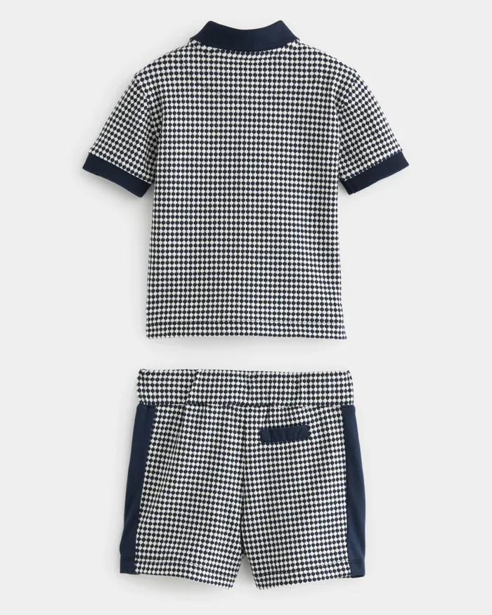 Kids SERGIU 8211 Textured Pattern Polo Shirt And Shorts Set Navy Ted Baker Sets and Outfits Kids SERGIU 8211 Textured Pattern Polo Shirt And Shorts Set Navy Ted Baker Sets and Outfits