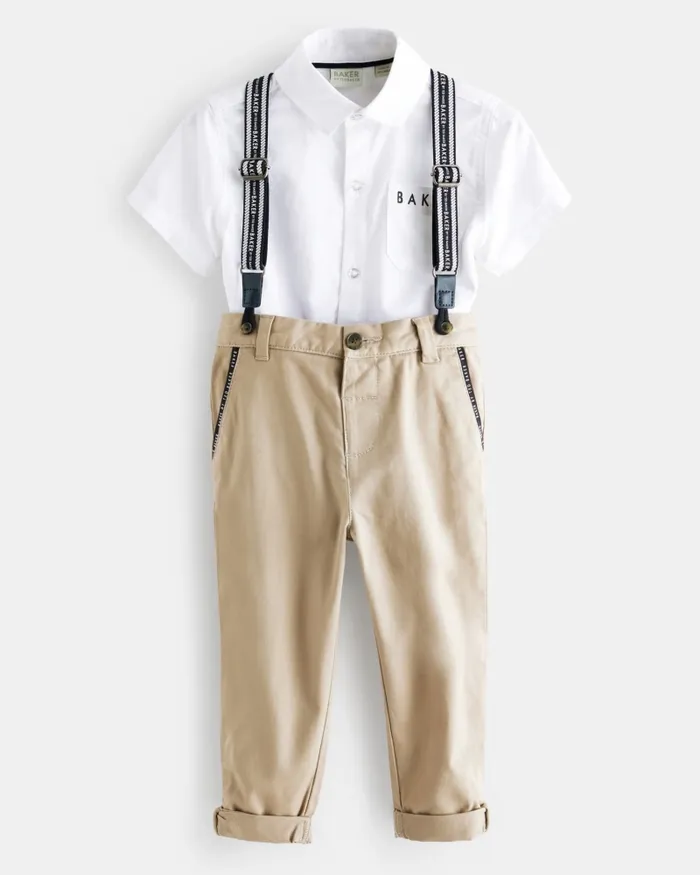 Kids SKENDER 8211 Branded Shirt And Chinos Set With Braces Stone Ted Baker Sets and Outfits Kids SKENDER 8211 Branded Shirt And Chinos Set With Braces Stone Ted Baker Sets and Outfits
