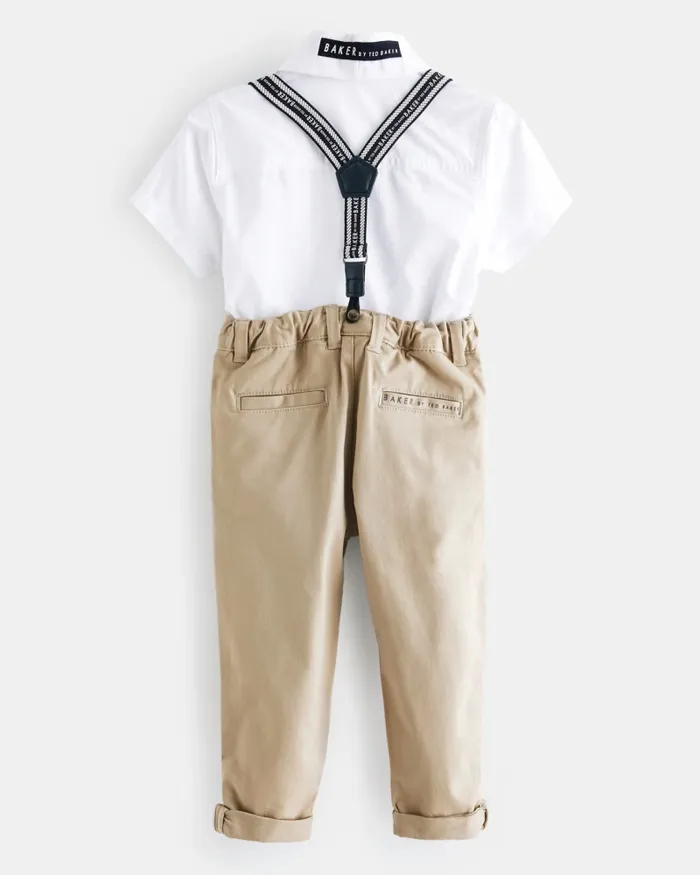 Kids SKENDER 8211 Branded Shirt And Chinos Set With Braces Stone Ted Baker Sets and Outfits Kids SKENDER 8211 Branded Shirt And Chinos Set With Braces Stone Ted Baker Sets and Outfits