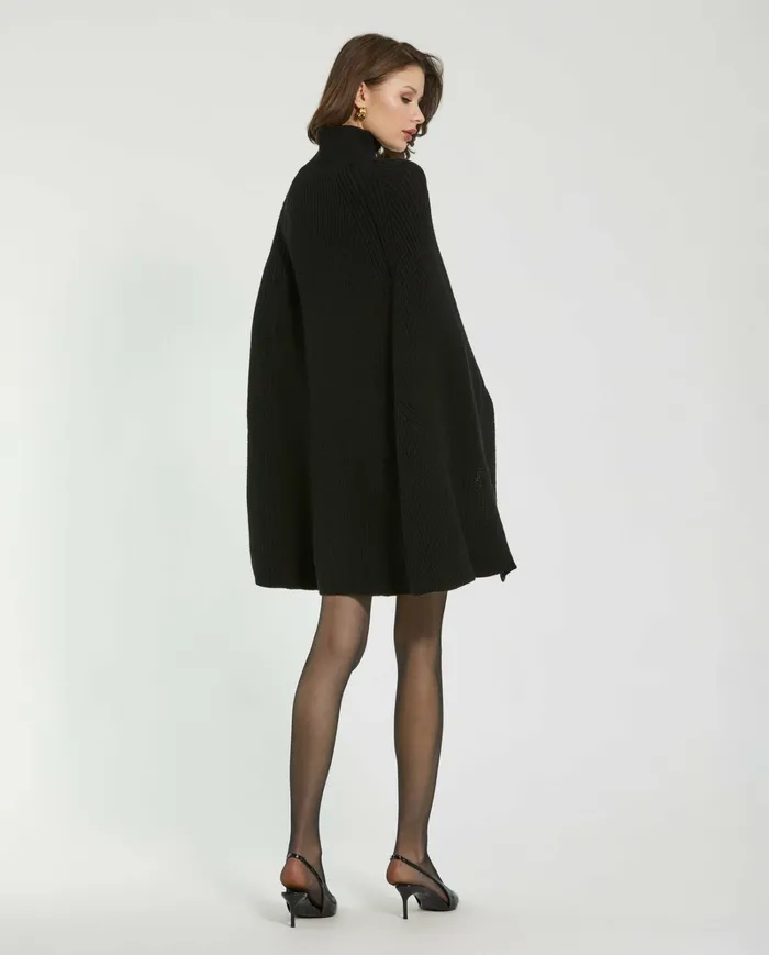 Knitwear Women Black Turtle Neck Knit Cape Mini Dress Black Mac Duggal