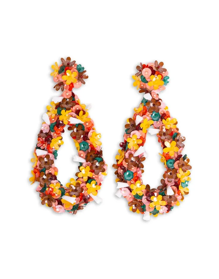 La Doublej Confetti Hoop Earrings Solid Pink In Macro Flower Women Jewelry