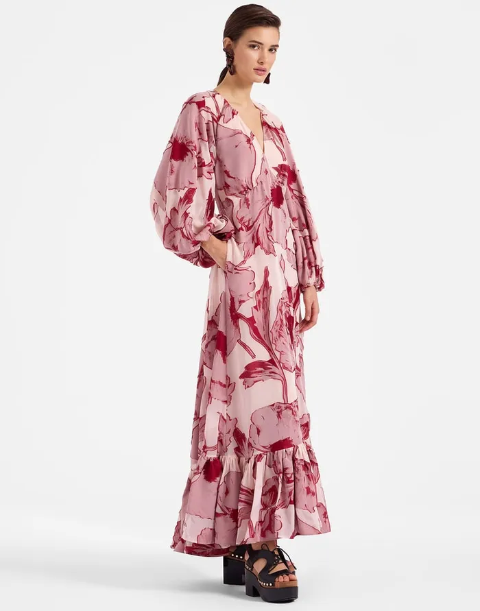 La Doublej EveNing V Dress Sylph Fil Coup Pink In Fil Coup Women Dresses