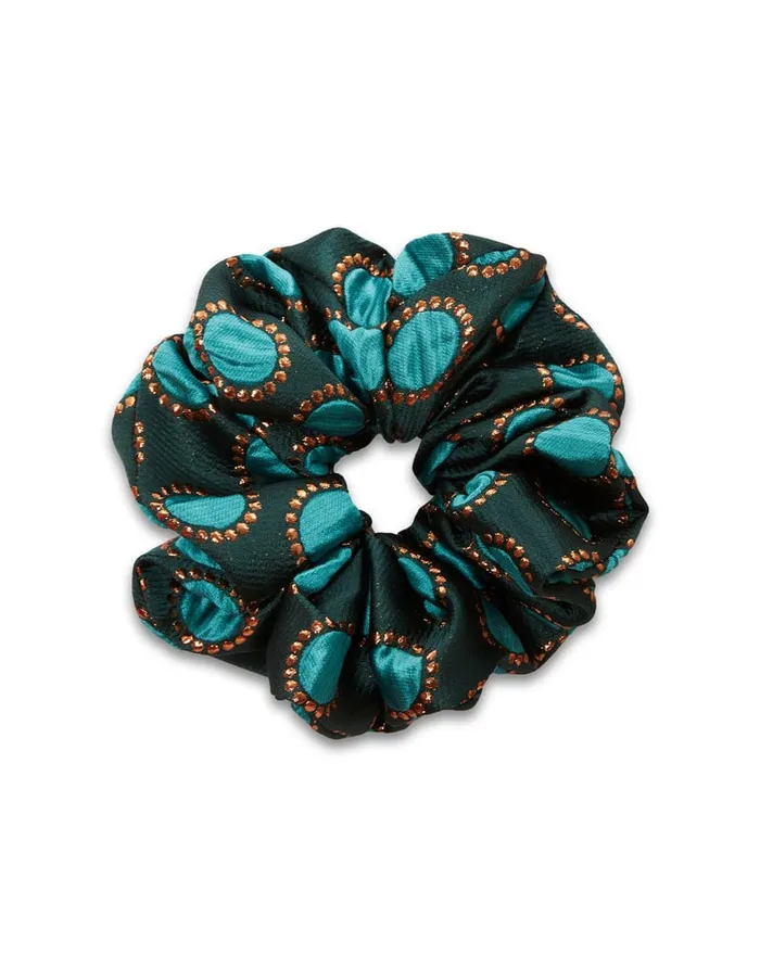 La Doublej Giga Scrunchie Winter Sun Emerald In Jacquard Women Hair Accessories