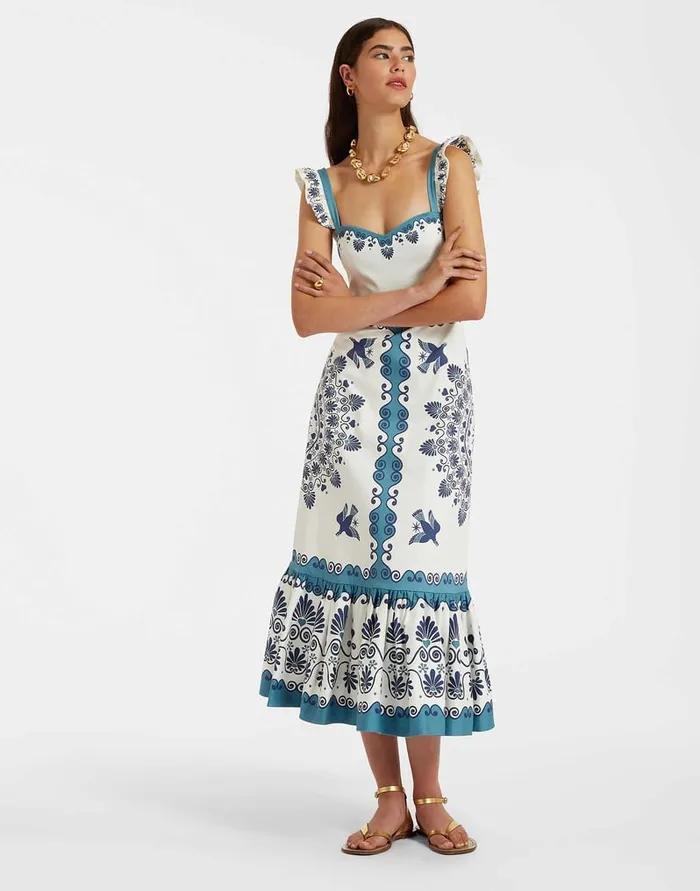 La Doublej Gingerbread Dress Olympus Place Cream In Flat Cotton Stretch Women Dresses