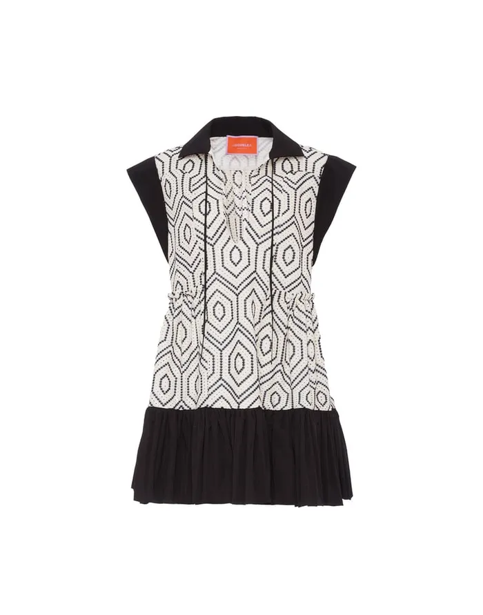 La Doublej Jackie Mini Dress Solid Ivory In Cotton Sangallo Women Dresses