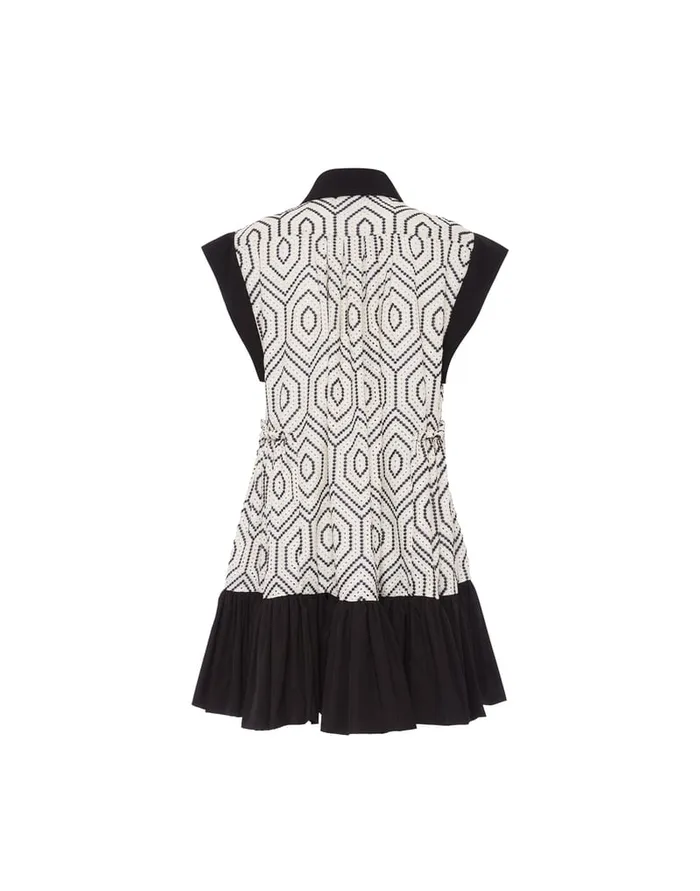 La Doublej Jackie Mini Dress Solid Ivory In Cotton Sangallo Women Dresses