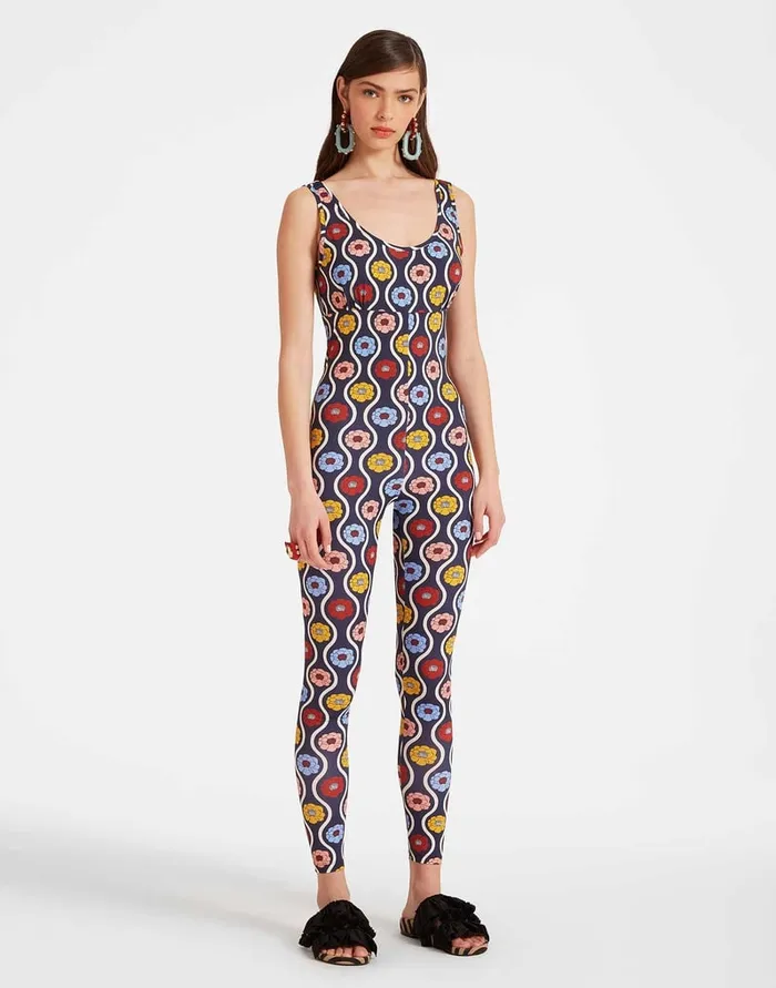 La Doublej Jazzercize Suit Whitsun Mini Blue In Skinny Jersey Women Loungewear