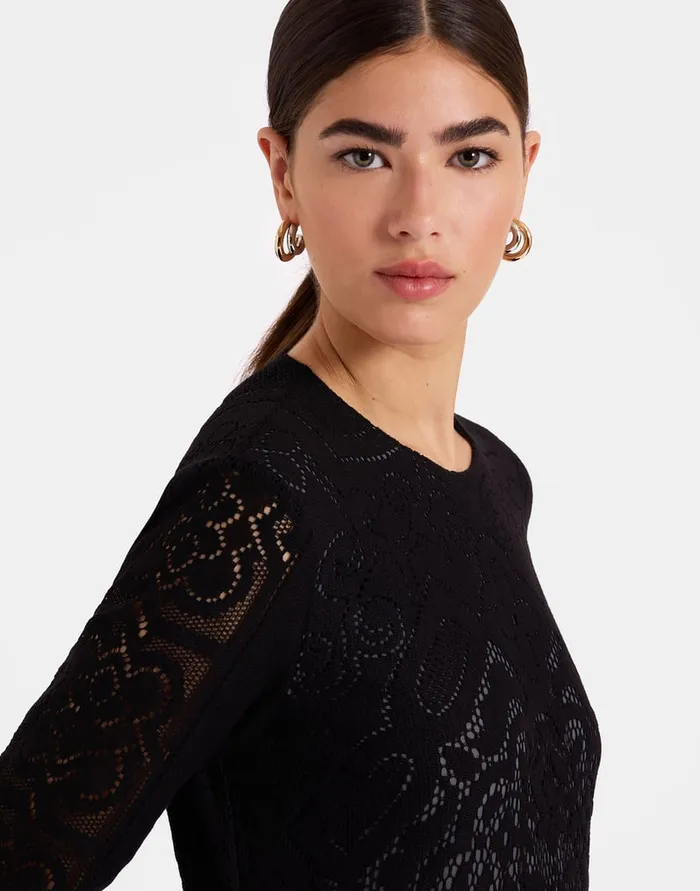 La Doublej Lacey Swing Dress Solid Black In Embroidered Cotton Women Dresses
