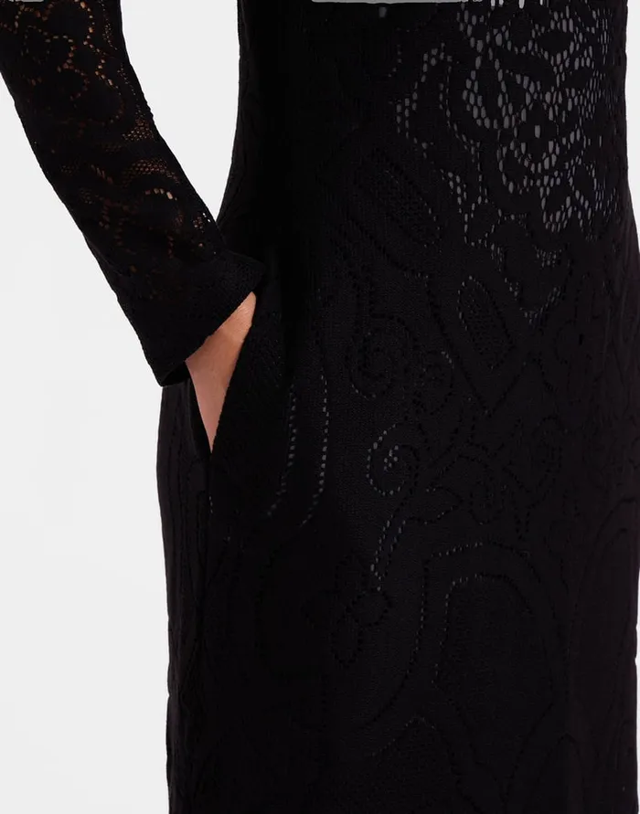 La Doublej Lacey Swing Dress Solid Black In Embroidered Cotton Women Dresses