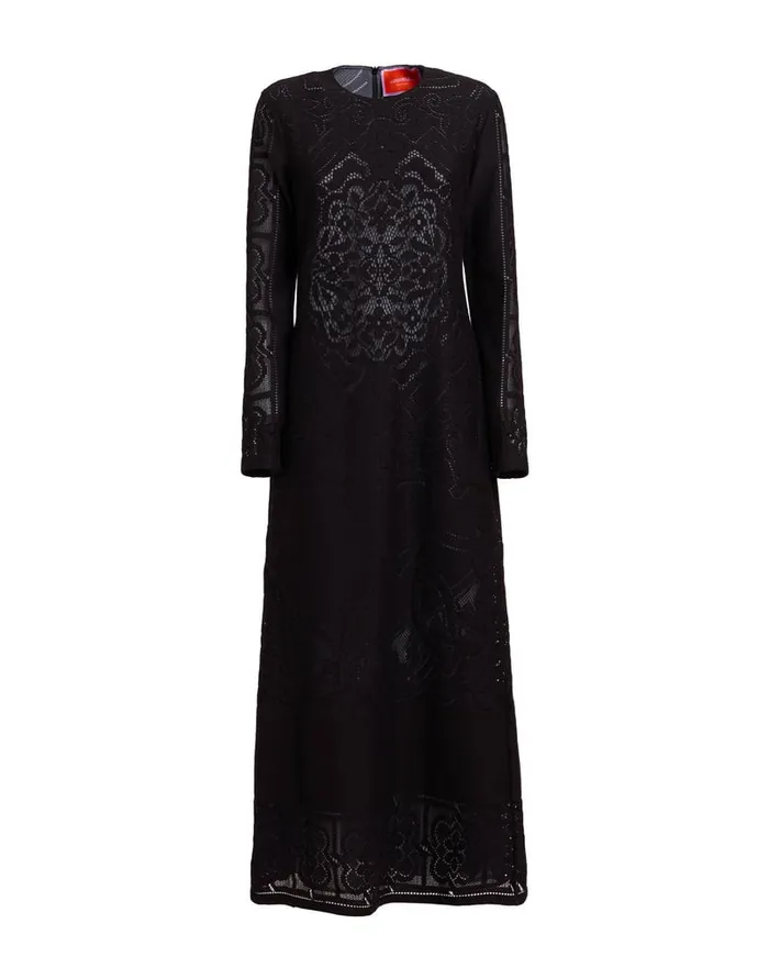 La Doublej Lacey Swing Dress Solid Black In Embroidered Cotton Women Dresses