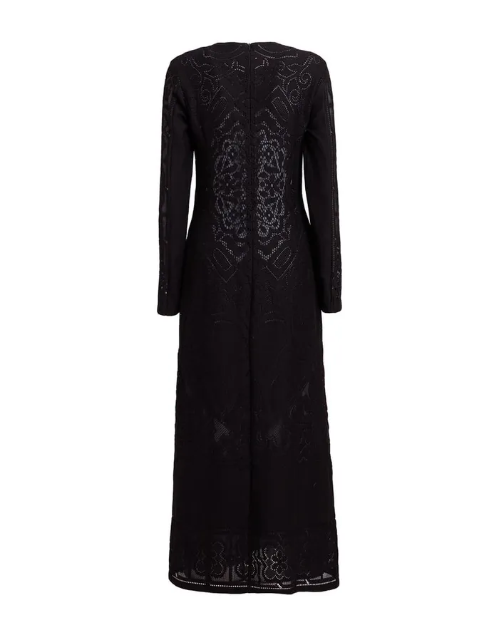 La Doublej Lacey Swing Dress Solid Black In Embroidered Cotton Women Dresses
