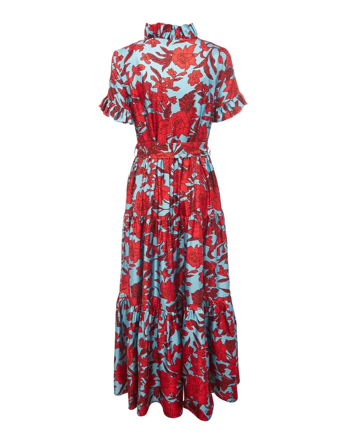 La Doublej Long And Sassy Dress Lilium Turchese In Silk Twill Women Dresses