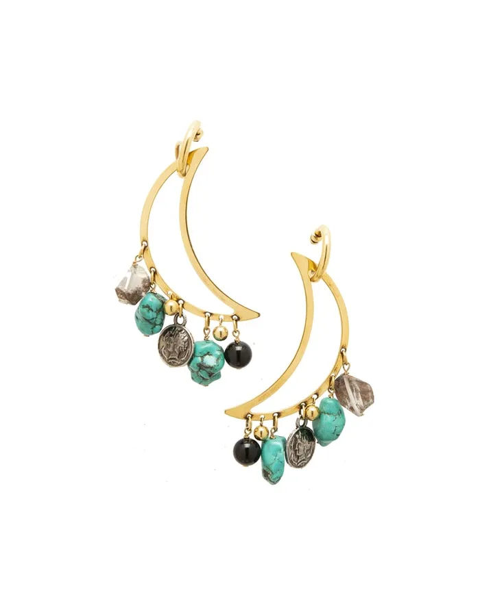 La Doublej Luna Earrings Solid Acquamarine In Gold Plated Brass Women Jewelry