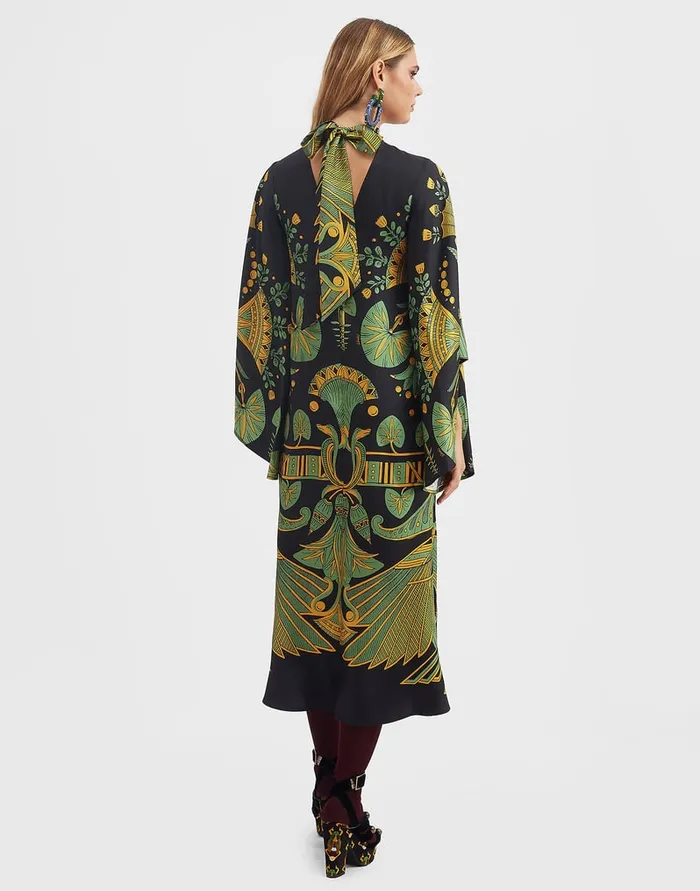 La Doublej Magnifico Midi Dress The Nile Place Black In Silk Twill Women Dresses