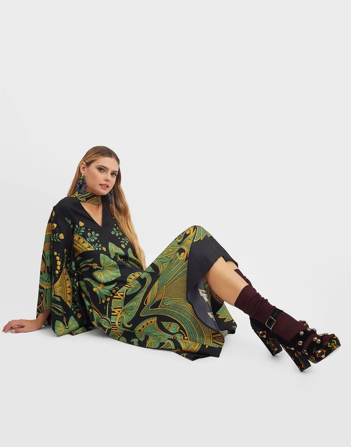 La Doublej Magnifico Midi Dress The Nile Place Black In Silk Twill Women Dresses