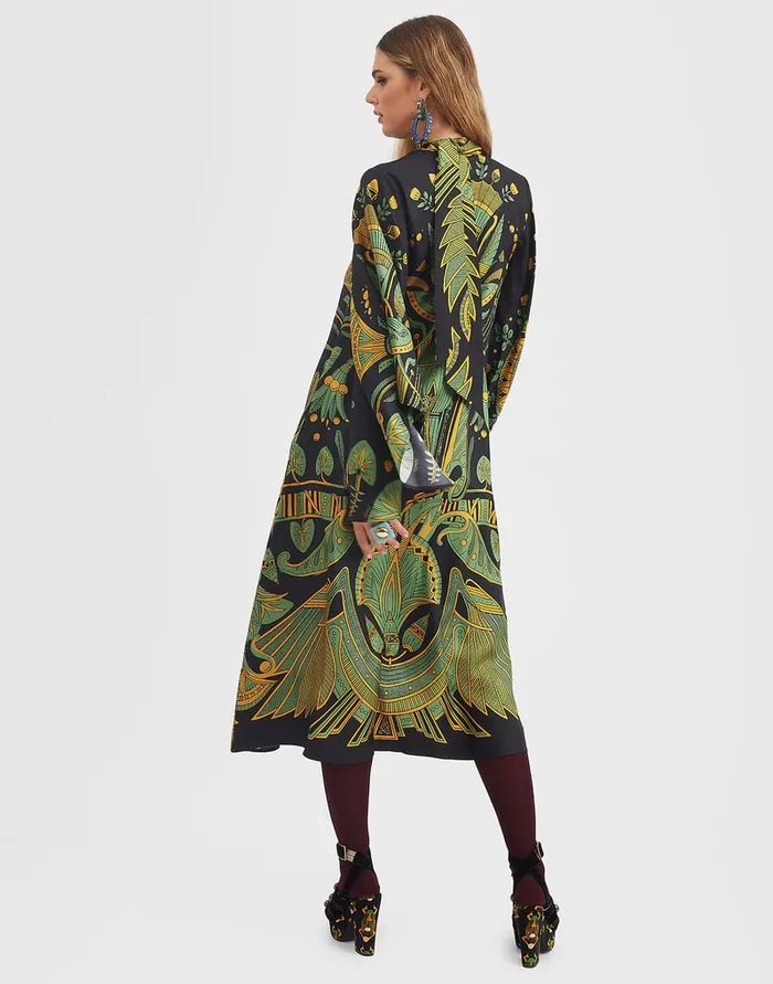 La Doublej Magnifico Midi Dress The Nile Place Black In Silk Twill Women Dresses